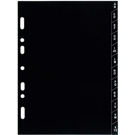 Exacompta - 18223E - Recharge intercalaires alphabétiques A-Z pour Organiseur Exatime 17 - 12 feuillets en plastique noir