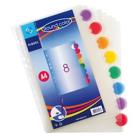 Viquel Lot de 8 Intercalaires en polypropylène Round Color A4