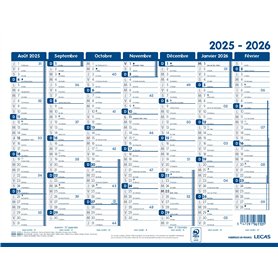 LECAS - 1 Calendrier Mural Scolaire Classique - Format 27 x 21 cm - Août 2025 à Septembre 2026