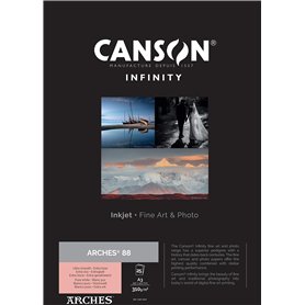 CANSON Infinity ARCHES 88 Rag - Tirage papier Fine Art ARCHES - Boîte de 25 feuilles A3 - Extra Lisse - Blanc Pur - 310g/m131