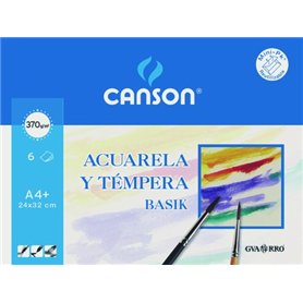 Mini lot de 6 feuilles Canson A4 aquarelle et gouache Basik