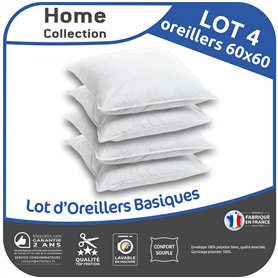 Bleu Câlin Home Collection Lot de 4 Oreillers Moelleux Economiques - 60x60cm