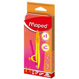 Maped - Set Complet de Géométrie et Mathématiques - 2 Compas (Bague et Mine)