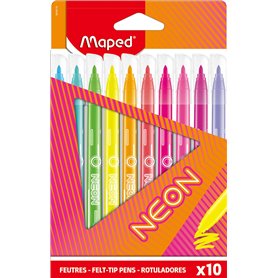 Maped - Feutres de Coloriage NEON - Feutres de Couleur Effet Néon - Boîte de 10 Feutres NEON
