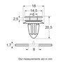 Agrafes pour vehicules type bmw Restagraf Ref: 12664, Gris/Noir