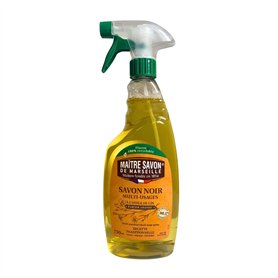 Maître Savon de Marseille - Savon Noir Multi-Usages à l’Huile de Lin - Parfum Amande - Spray 750ml - Nettoie