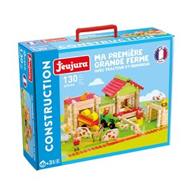 Jeujura J8237 8237 - MA Premiere Grande Ferme avec Tracteur ET REMORQUE - 130 Pieces - Développer Son Imagination