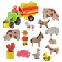 Jeujura J8237 8237 - MA Premiere Grande Ferme avec Tracteur ET REMORQUE - 130 Pieces - Développer Son Imagination, Son adresse e
