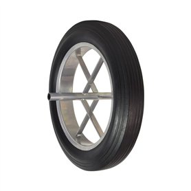 Oxeo Roue de brouette increvable Jante métal Ø270 mm - Pneu 385 x 66 mm - Axe soudé Ø20mm Longueur 242mm