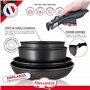 MENASTYL - Batterie de cuisine 5 pièces tous feux dont induction fabriquée en France - 2 poêles + 2 casseroles + 1 poignée amovi
