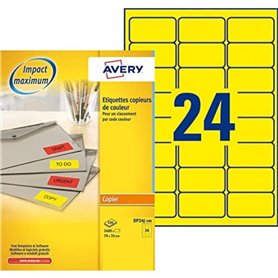AVERY - Boite de 2400 étiquettes autocollantes jaunes fluo multi-usages