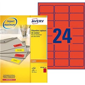 AVERY - Boite de 2400 étiquettes autocollantes rouges fluo multi-usages