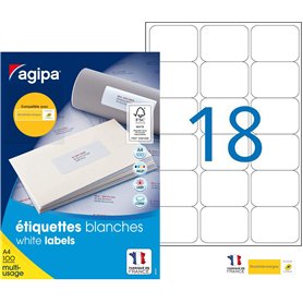 Agipa 100981 Lot de 1800 Etiquettes multi usage coins arrondis 63