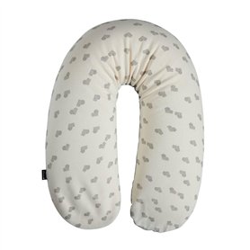 Candide - Coussin de grossesse Cœurs Gris jersey - Coussin allaitement multifonction 2 en 1 maternité et allaitement confortable