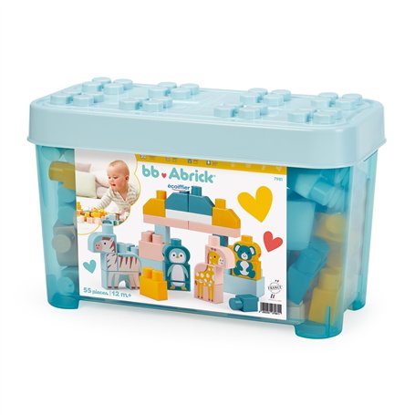 Ecoiffier - Baril de Briques Animaux du Monde 55 pièces - Jeu de Construction éducatif pour Enfant - Motricité et Imagination -