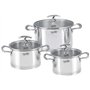 HAUSSMANN heritage- 6 Piéces Marmite/Faitouts en acier inox avec couvercles en verre－20/22/24cm－Haute Qualité - tous feux dont I