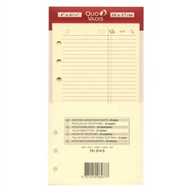 Quo Vadis - Accessoires de TIMER - Recharge FEUILLES TELEPHONE pour TIMER 17 - Papier ivoire Clairefontaine - Format 10x17cm