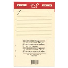 Quo Vadis - Accessoires de TIMER - Recharge FICHES NOTES pour TIMER 21 - Papier ivoire Clairefontaine - Format 15x21cm