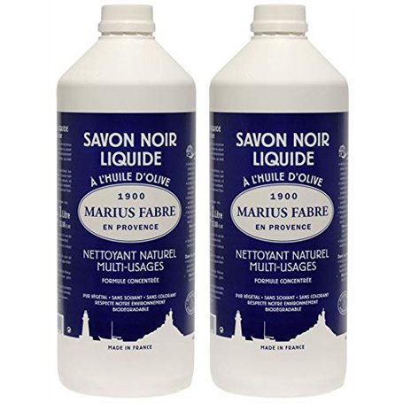 Marius Fabre - Savon noir liquide à l'huile d'olive - Nettoyant naturel universel - Lot de 2 bouteilles de 1 l