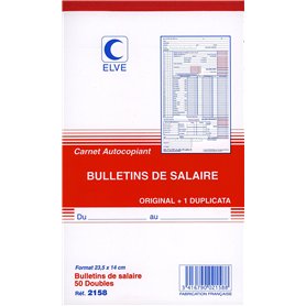 ELVE 26516 Carnet 50 Duplis Bulletins Salaire Plastique Assorties