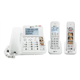Geemarc Pack Senior - Téléphone Fixe Amplifié et Ses Combinés Additionnels avec Répondeur et Larges Touches Photo Personnalisabl