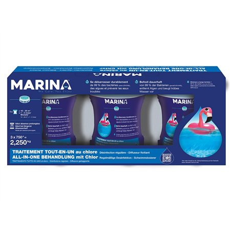 Marina Lot de 3 - Traitement Tout-en-Un au Chlore en diffuseur Flottant pour 10 à 30 m