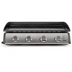 Livoo - Plancha DOC297-4 brûleurs de 10kW en acier inoxydable