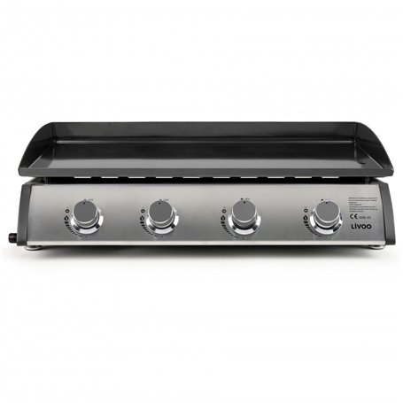 Livoo - Plancha DOC297-4 brûleurs de 10kW en acier inoxydable