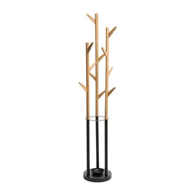 ATMOSPHERA CREATEUR D'INTERIEUR Porte-manteaux 12 patères et Porte-Parapluies en Bambou et Métal H 174 cm - Five