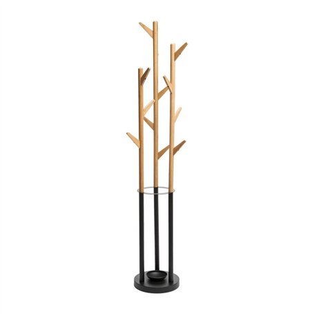 ATMOSPHERA CREATEUR D'INTERIEUR Porte-manteaux 12 patères et Porte-Parapluies en Bambou et Métal H 174 cm - Five