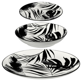 Service D'assiettes "palme" - Noir - 18 Pièces