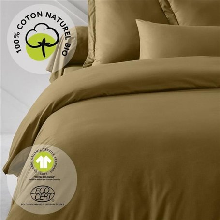 Parure de lit - TODAY - 220 x 240 cm - Coton bio - Bronze - 2 taies d'oreillers incluses