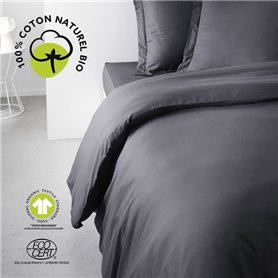 Parure de lit - TODAY - 240 x 260 cm - Coton 100% - Organic Fusain - Bio certifié GOTS