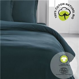 Parure de lit - TODAY - 240 x 260 cm - 100% Coton Bio - Fentes passe-main - Lavable 60°