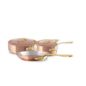Mauviel M'Heritage 200B Batterie de cuisine 5 pièces Cuivre poli & Inox Poignées Bronze Fabrication Française