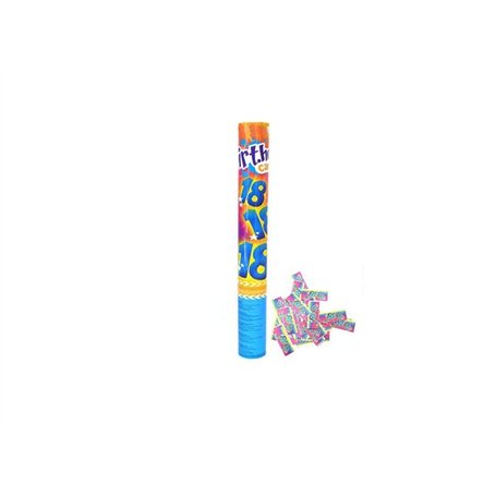 Lot de 6 - Canon à confettis Papier Motif Anniversaire 18 Ans 40cm