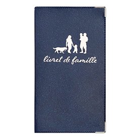 CDCT Etui livret de Famille Bleu Scintillant Fabrication Française Porte Documents Officiels Mariage Naissance