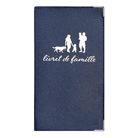 CDCT Etui livret de Famille Bleu Scintillant Fabrication Française Porte Documents Officiels Mariage Naissance