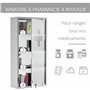 HOMCOM Armoire à Pharmacie 3 étagères 4 Niveaux 30L x 12l x 60H cm Porte Verre trempé Symbole Croix Acier Inoxydable brossé