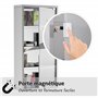 HOMCOM Armoire à Pharmacie 3 étagères 4 Niveaux 30L x 12l x 60H cm Porte Verre trempé Symbole Croix Acier Inoxydable brossé