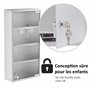 HOMCOM Armoire à Pharmacie 3 étagères 4 Niveaux 30L x 12l x 60H cm Porte Verre trempé Symbole Croix Acier Inoxydable brossé