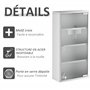 HOMCOM Armoire à Pharmacie 3 étagères 4 Niveaux 30L x 12l x 60H cm Porte Verre trempé Symbole Croix Acier Inoxydable brossé