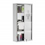 HOMCOM Armoire à Pharmacie 3 étagères 4 Niveaux 30L x 12l x 60H cm Porte Verre trempé Symbole Croix Acier Inoxydable brossé