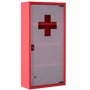 HOMCOM Armoire à Pharmacie 3 étagères 4 Niveaux verrouillable Porte Verre trempé dépoli Logo Croix 30L x 12l x 60H cm Acier Roug