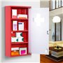 HOMCOM Armoire à Pharmacie 3 étagères 4 Niveaux verrouillable Porte Verre trempé dépoli Logo Croix 30L x 12l x 60H cm Acier Roug