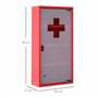 HOMCOM Armoire à Pharmacie 3 étagères 4 Niveaux verrouillable Porte Verre trempé dépoli Logo Croix 30L x 12l x 60H cm Acier Roug