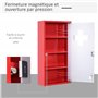 HOMCOM Armoire à Pharmacie 3 étagères 4 Niveaux verrouillable Porte Verre trempé dépoli Logo Croix 30L x 12l x 60H cm Acier Roug