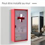 HOMCOM Armoire à Pharmacie 3 étagères 4 Niveaux verrouillable Porte Verre trempé dépoli Logo Croix 30L x 12l x 60H cm Acier Roug
