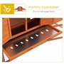 PawHut Clapier Cage à Lapins rongeurs XXL 2 étages 2 enclos tiroir déjection 2,25L x 0,70l x 1H m Bois Massif pin