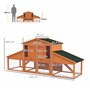PawHut Clapier Cage à Lapins rongeurs XXL 2 étages 2 enclos tiroir déjection 2,25L x 0,70l x 1H m Bois Massif pin
